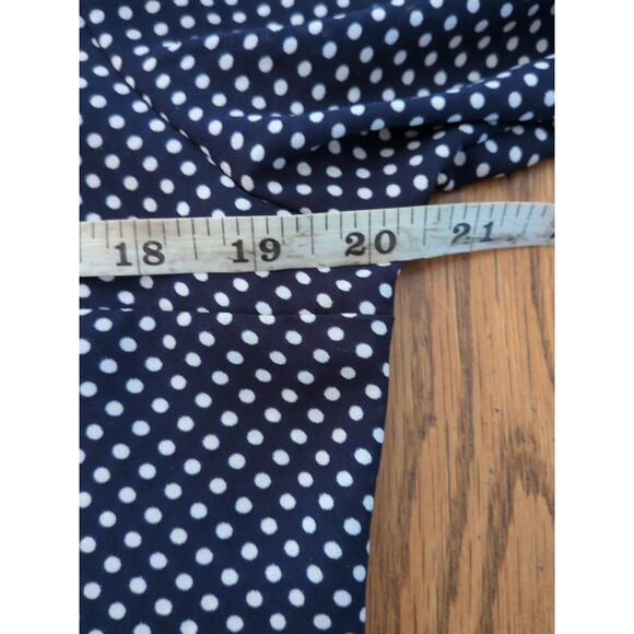 Express Blouse Med Portofino  button up polka dot print Navy Blue Iconic Express - Picture 7 of 8